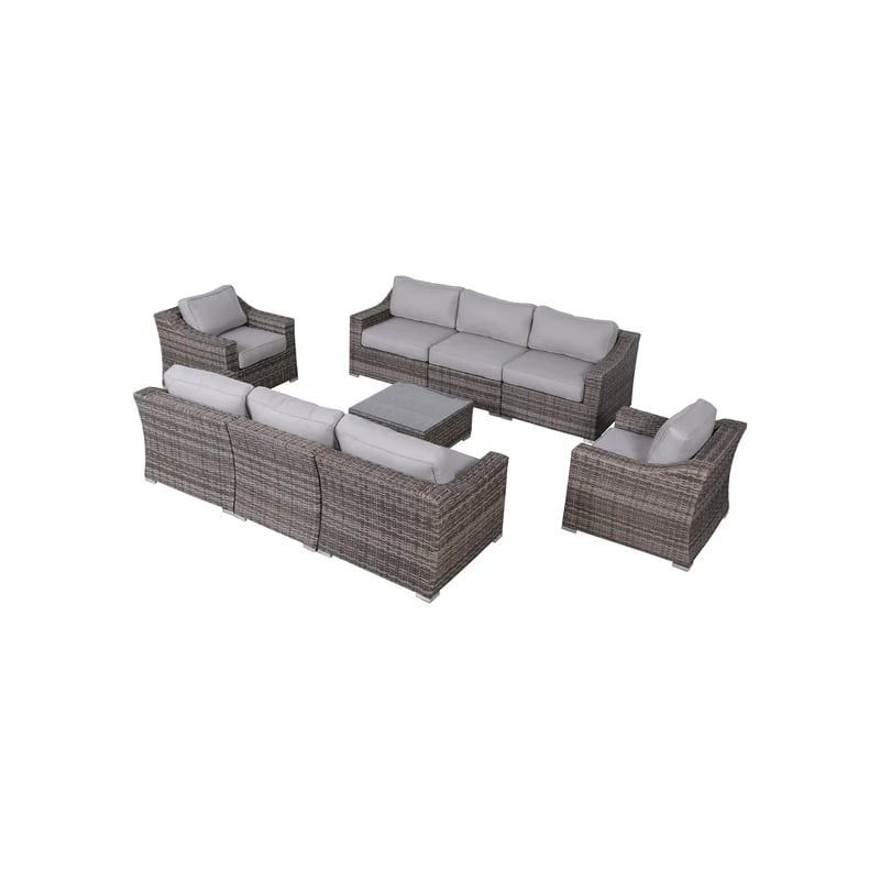 Living Source High-Density Polyethylene Wicker 8 Person Seating Group Cushions