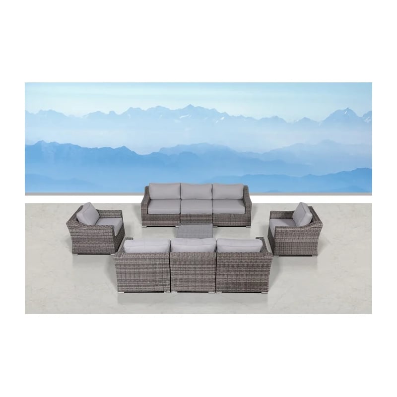 Living Source High-Density Polyethylene Wicker 8 Person Seating Group Cushions