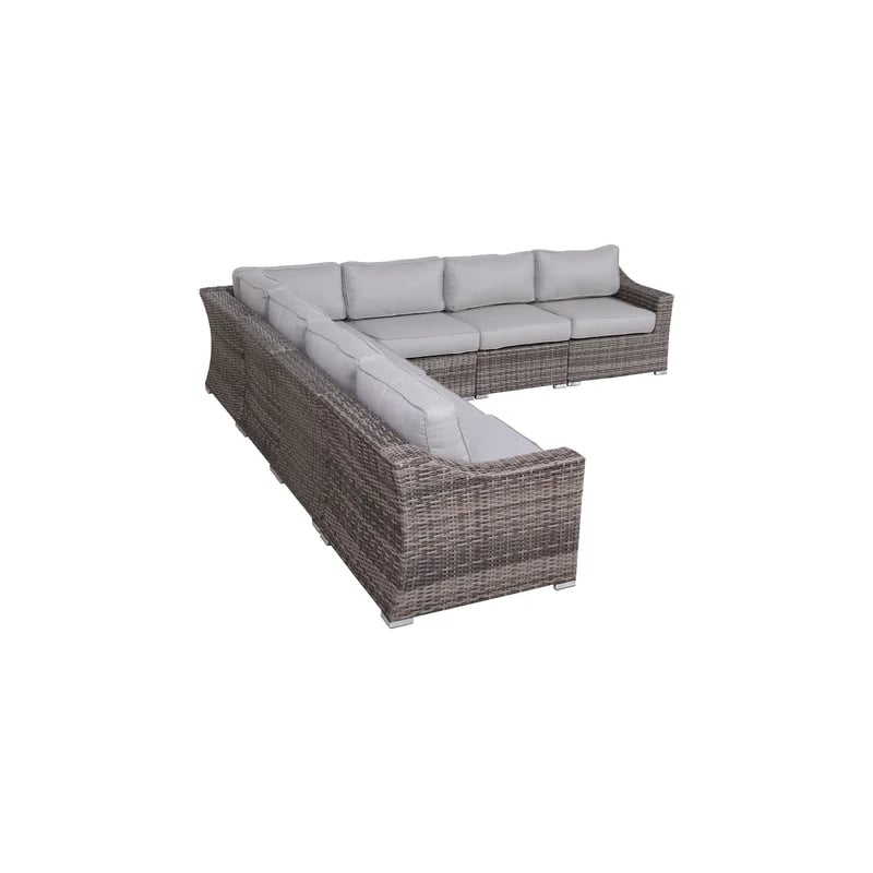 Living Source International Wicker 6 - Person Seating Group with Cushions