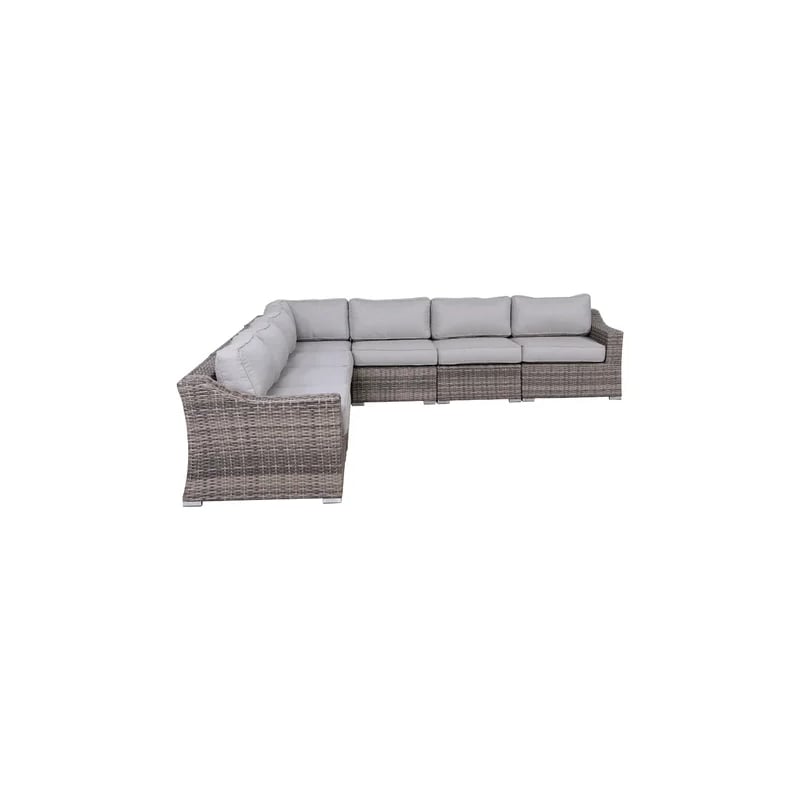 Living Source International Wicker 6 - Person Seating Group with Cushions
