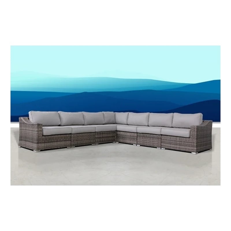 Living Source International Wicker 6 - Person Seating Group with Cushions
