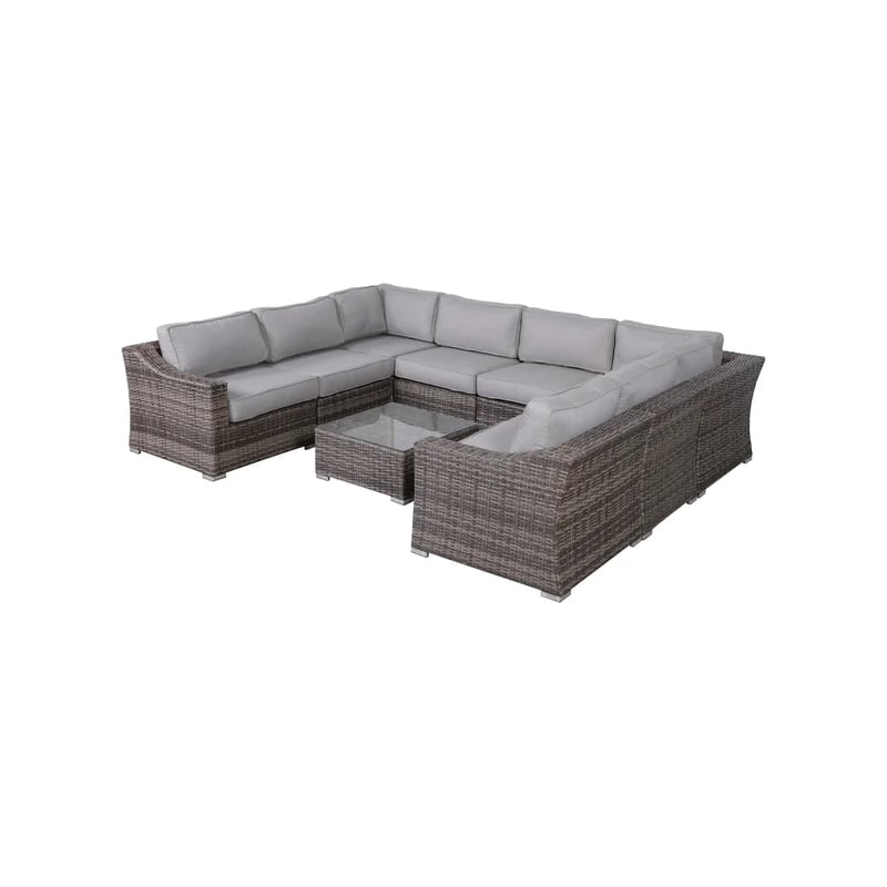 Living Source High-Density Polyethylene Wicker 6 Person Seating Group Cushions