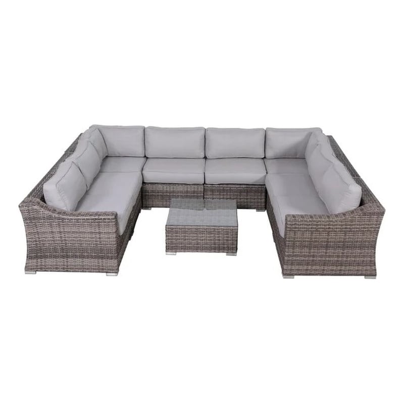 Living Source High-Density Polyethylene Wicker 6 Person Seating Group Cushions