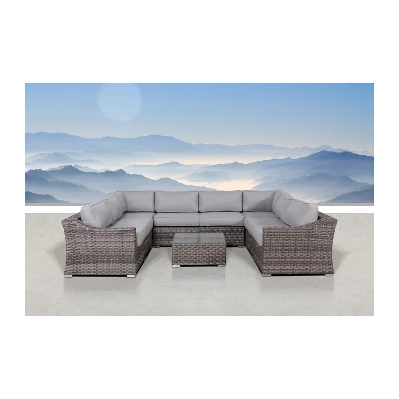 Living Source High-Density Polyethylene Wicker 6 Person Seating Group Cushions
