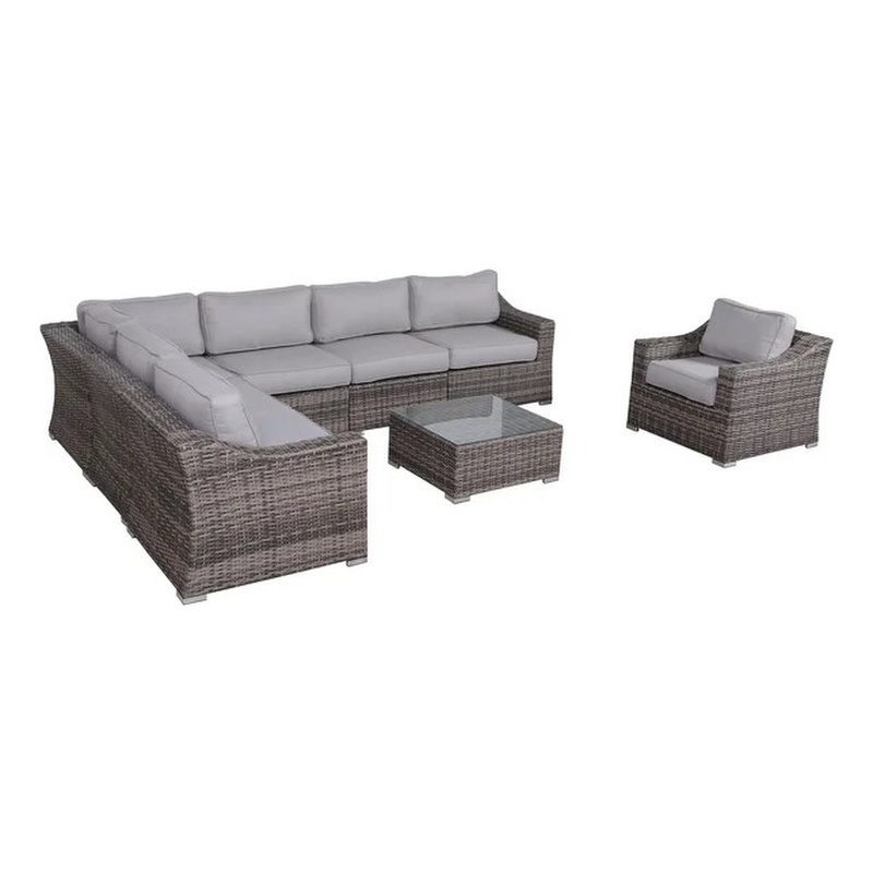Living Source International Rattan Wicker 6 - Person Seating Group with Cushions