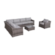 Living Source International Rattan Wicker 6 - Person Seating Group with Cushions