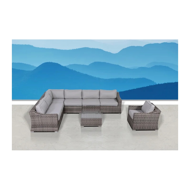 Living Source International Rattan Wicker 6 - Person Seating Group with Cushions