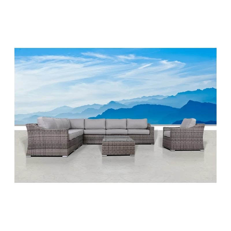 Living Source High Density Polyethylene Wicker 7 Person Seating Group Cushions