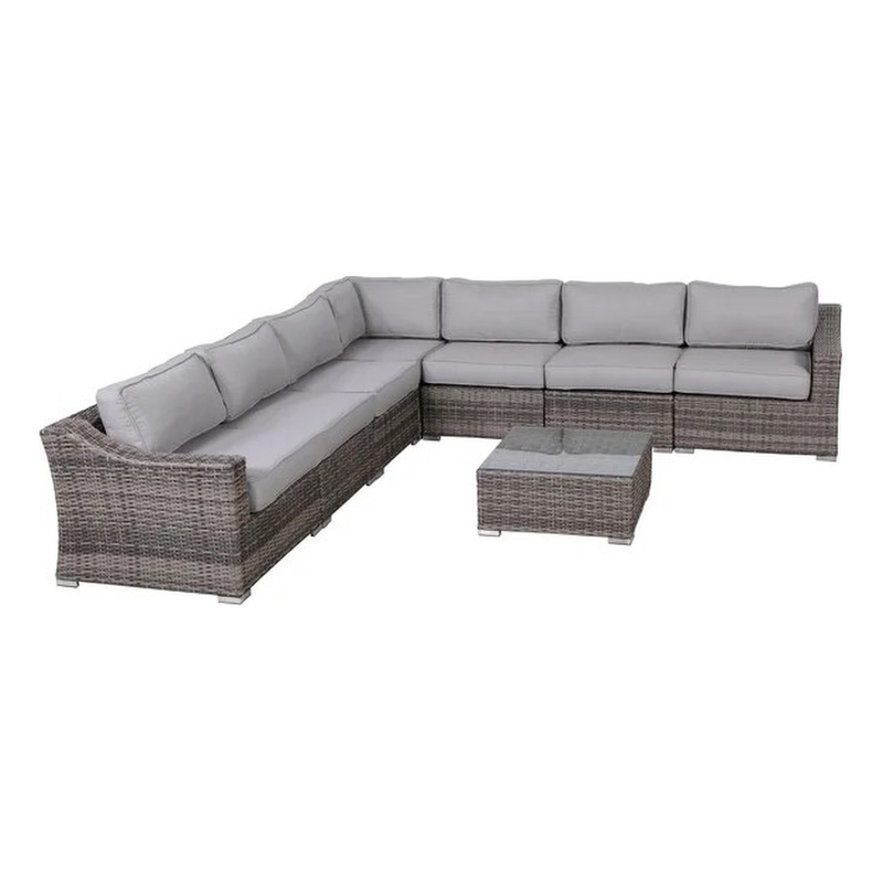 Living Source High-Density Polyethylene Wicker 6 Person Seating Group Cushions