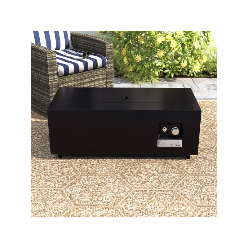 LSI 16'' H x 42'' W Steel Outdoor Fire Pit Table with Lid