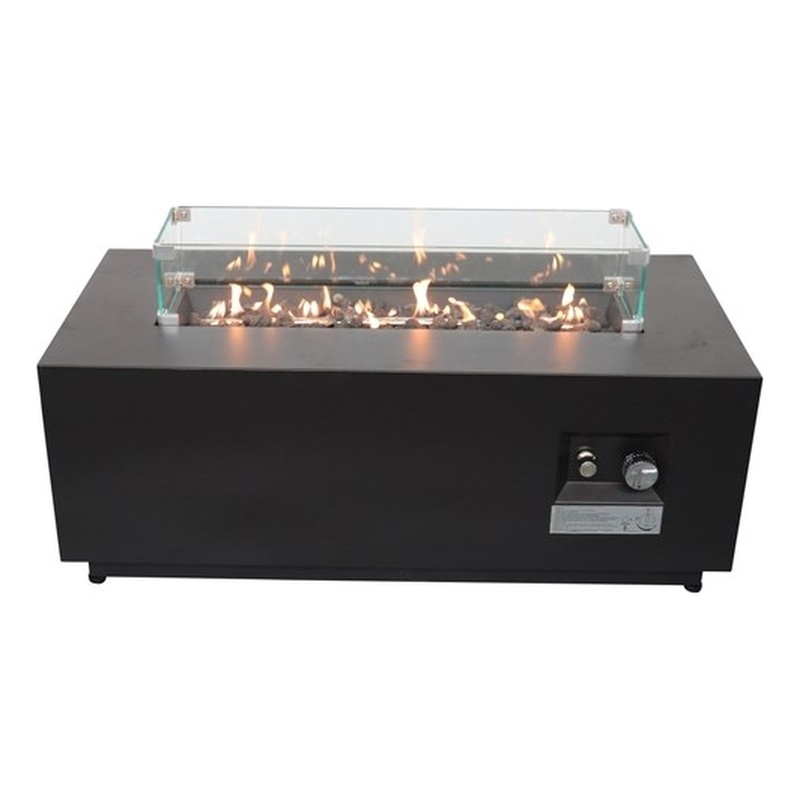 LSI 16'' H x 42'' W Steel Outdoor Fire Pit Table with Lid