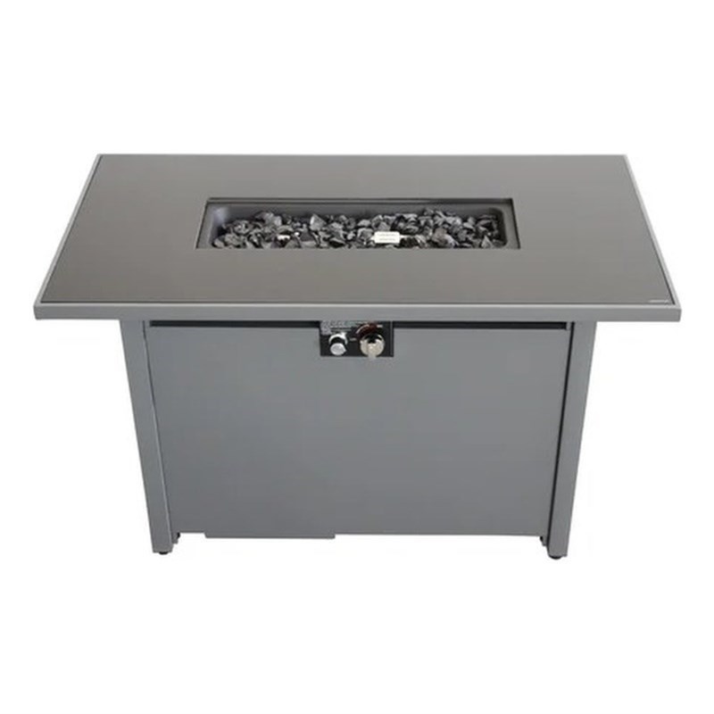 LSI 25'' H x 42'' W Steel Outdoor Fire Pit Table with Lid