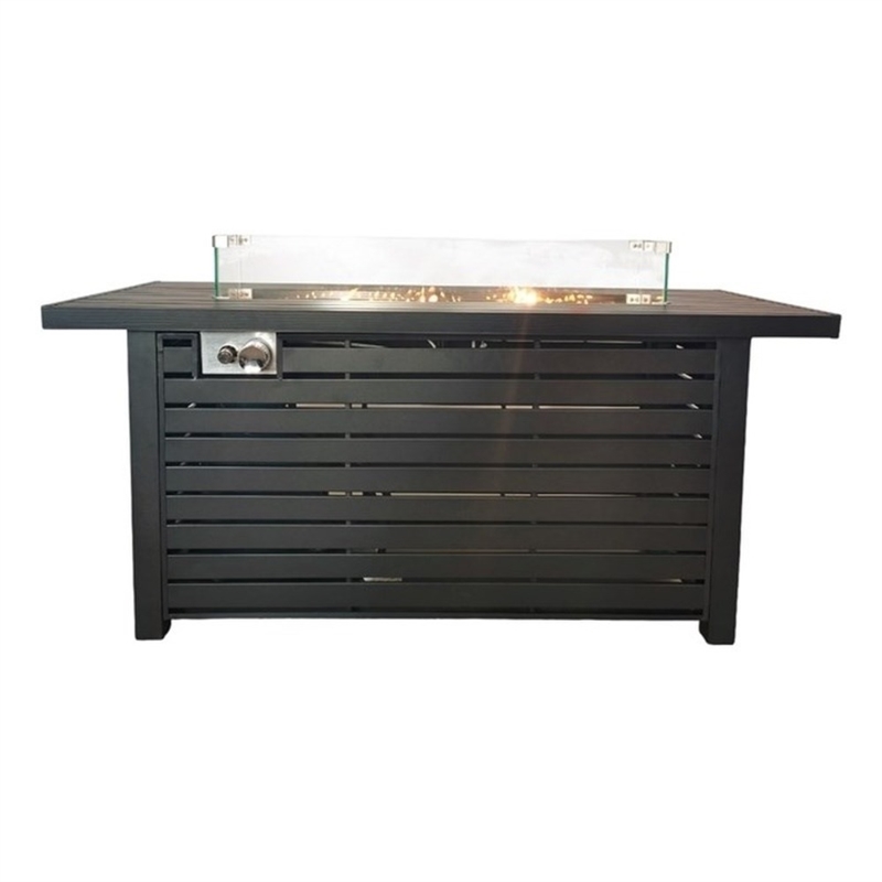 LSI 24'' H Steel Propane Outdoor Fire Pit Table with Lid