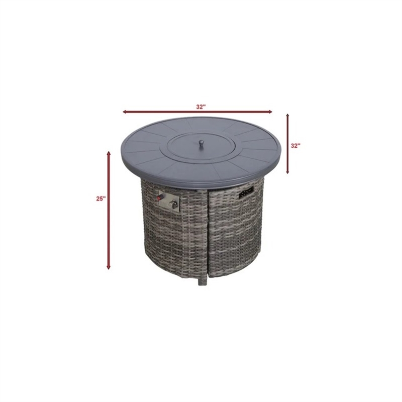 Living Source International 25'' H x 32'' W Outdoor Fire Pit Table with Lid