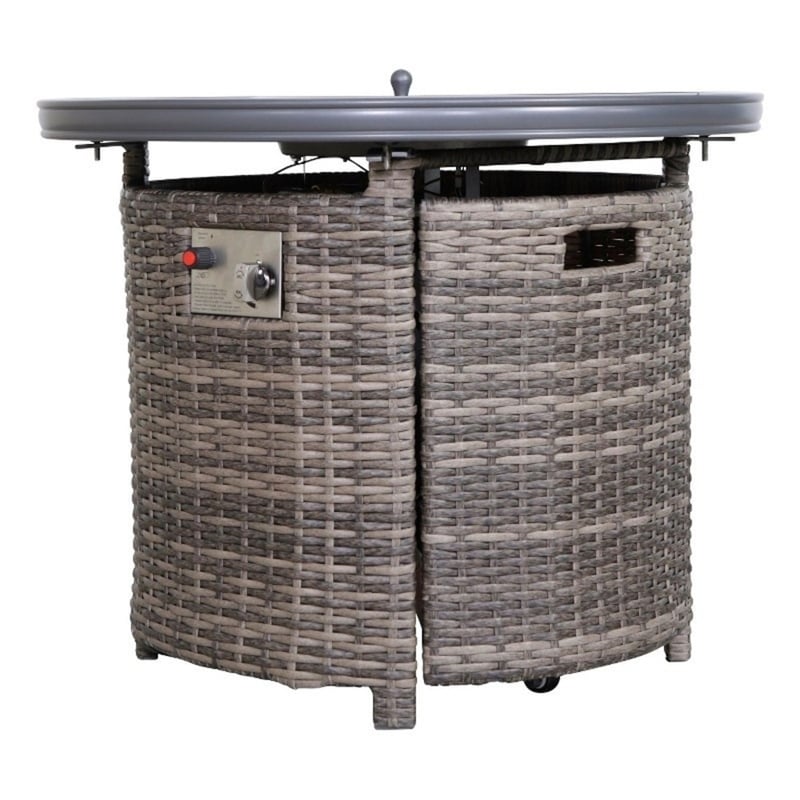 Living Source International 25'' H x 32'' W Outdoor Fire Pit Table with Lid