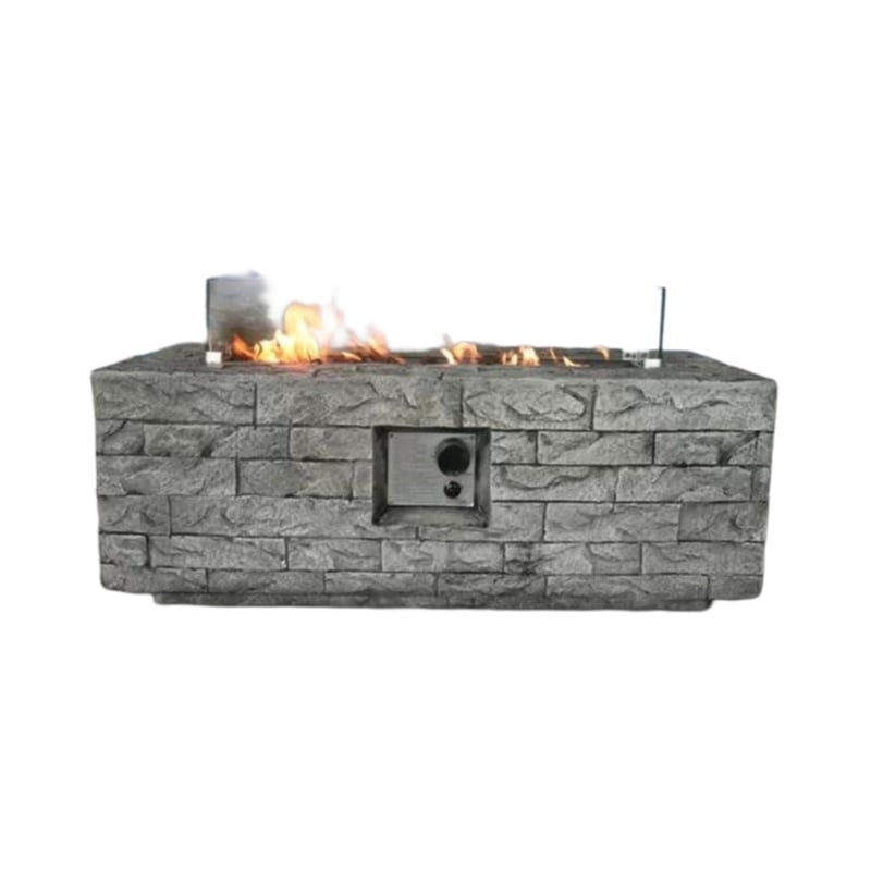 Living Source International 16'' H x 42'' W Concrete Outdoor Fire Pit Table