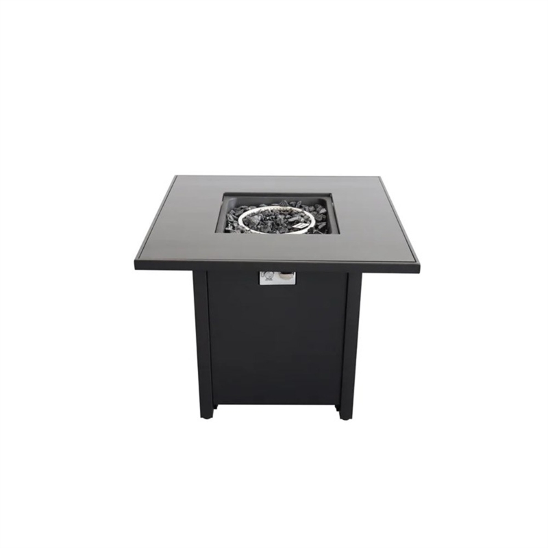 Living Source International 25'' H x 30'' W Steel Outdoor Fire PitTable with Lid