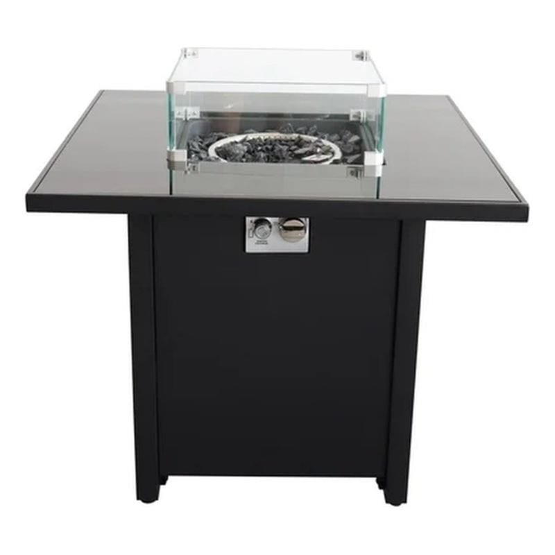 Living Source International 25'' H x 30'' W Steel Outdoor Fire PitTable with Lid