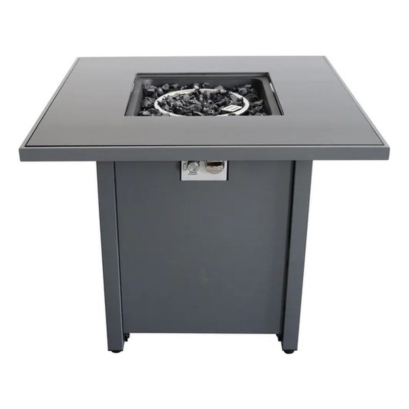 Living Source International Outdoor Stainless Steel Fire Pit Table in Gray