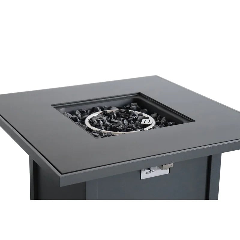 Living Source International Outdoor Stainless Steel Fire Pit Table in Gray