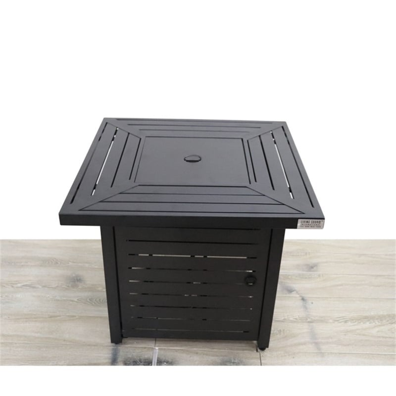 LSI 25'' H x 30'' W Steel Outdoor Fire Pit Table with Lid