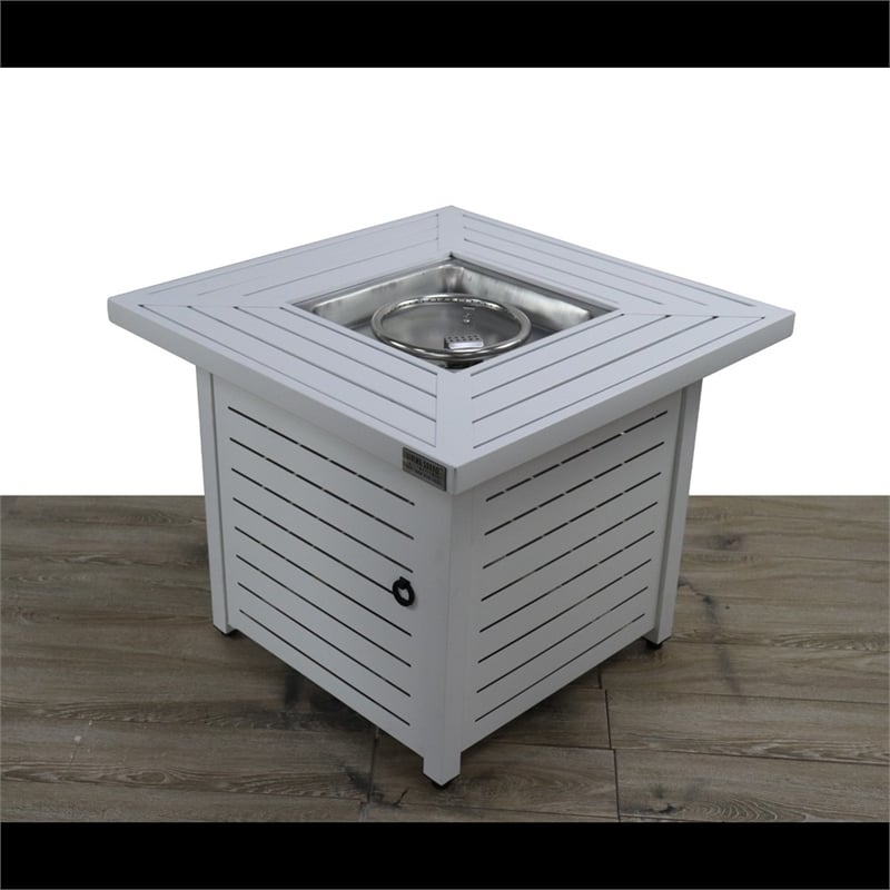 LSI Modern Metal Outdoor Fire Pit Table in White