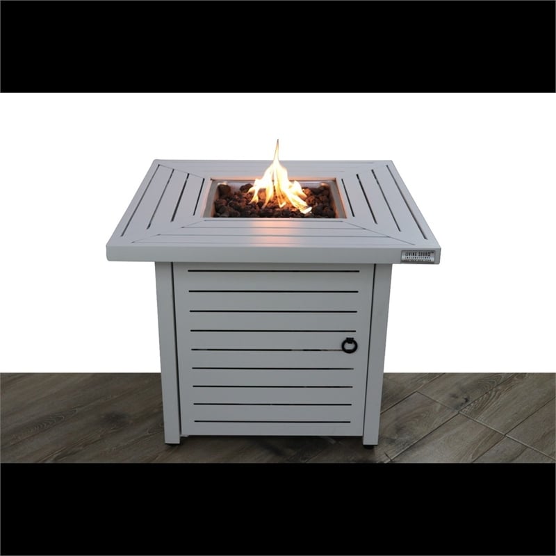 LSI Modern Metal Outdoor Fire Pit Table in White