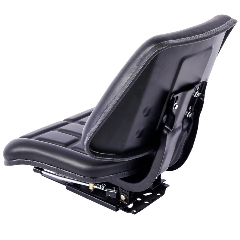 Black Tractor Seat with Backrest  Steel/PVC Compact Mower Slide Track