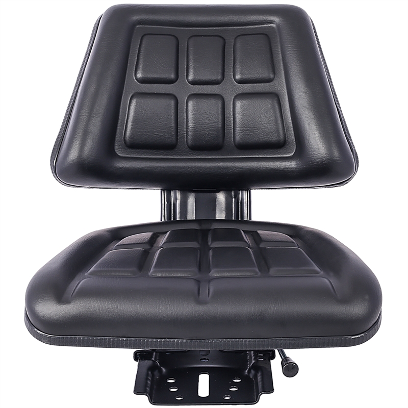 Black Tractor Seat with Backrest  Steel/PVC Compact Mower Slide Track