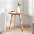 Natural Solid Oak Wood Round End Table  Small Side Table for Living Room