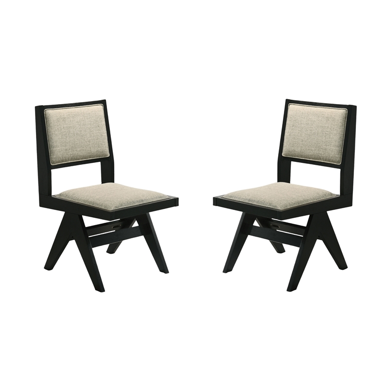 LSI Contemporary Dining Chairs Black Wood Frame with Light Gray Fabric