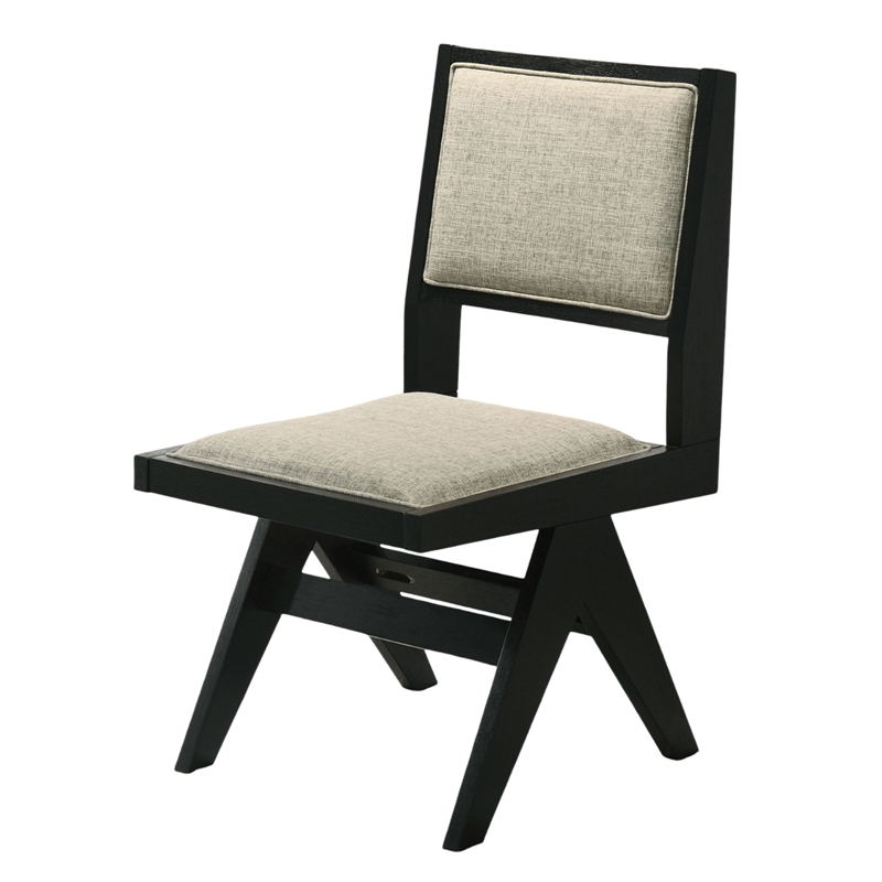 LSI Contemporary Dining Chairs Black Wood Frame with Light Gray Fabric