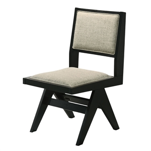 LSI Contemporary Dining Chairs Black Wood Frame with Light Gray Fabric