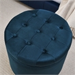 Dark Blue Round Storage Ottoman  Flannel Reversible Lid Storage
