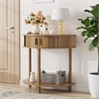 31.5 Farmhouse Walnut Half Moon Console Table with Storage