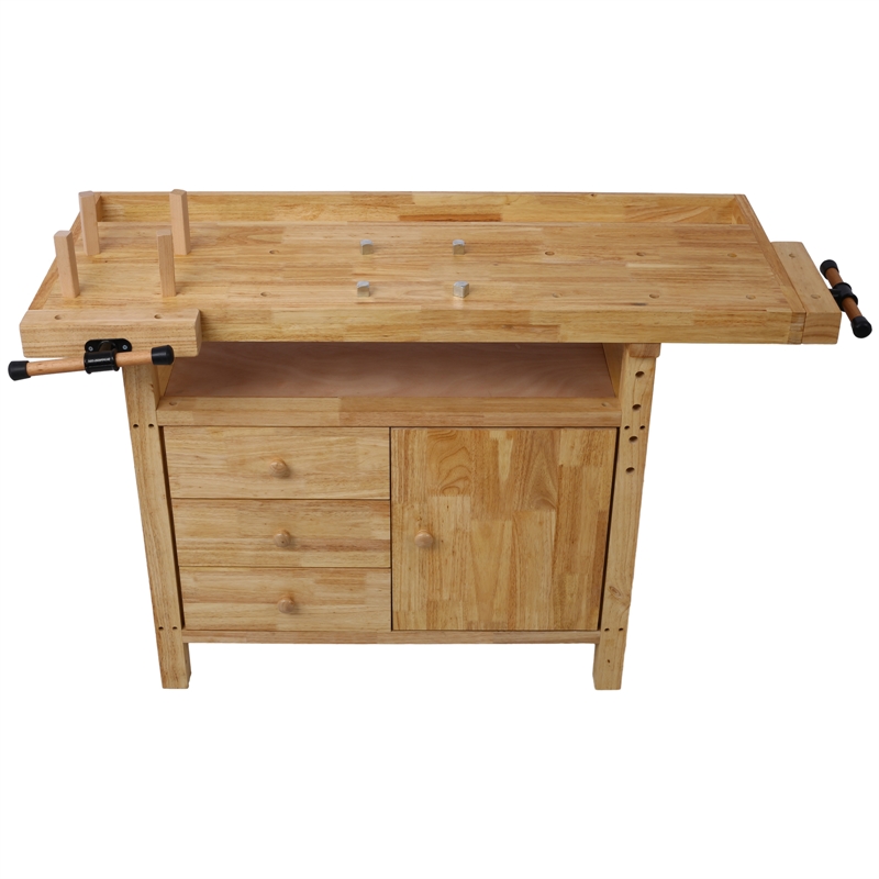 Durable Rubberwood Workbench with Storage for Garage / Workshop-Home