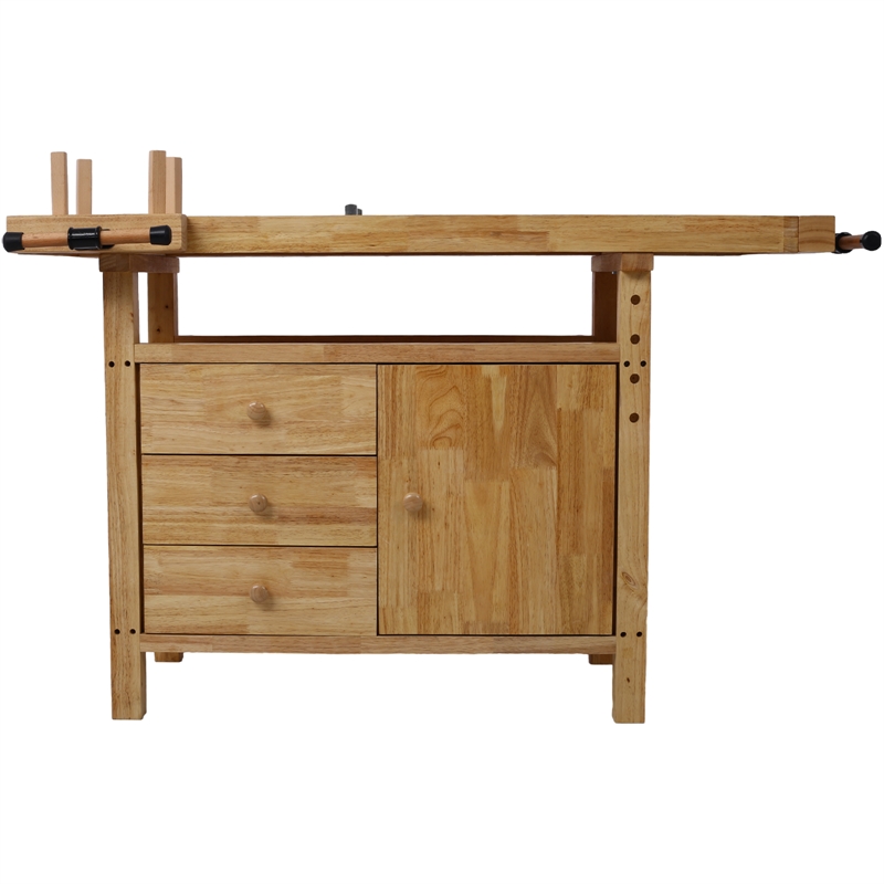 Durable Rubberwood Workbench with Storage for Garage / Workshop-Home