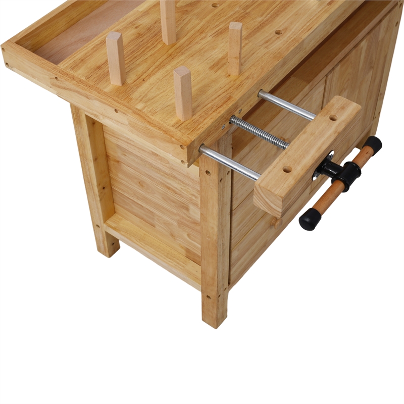 Durable Rubberwood Workbench with Storage for Garage / Workshop-Home