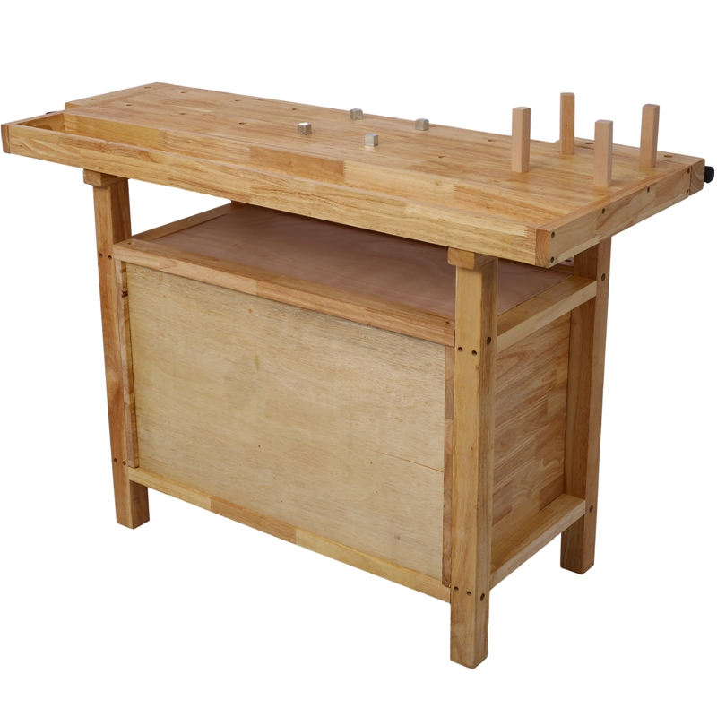 Durable Rubberwood Workbench with Storage for Garage / Workshop-Home