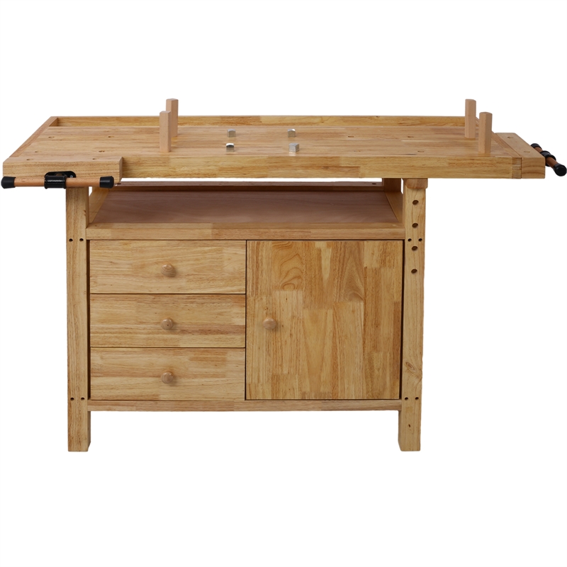 Durable Rubberwood Workbench with Storage for Garage / Workshop-Home