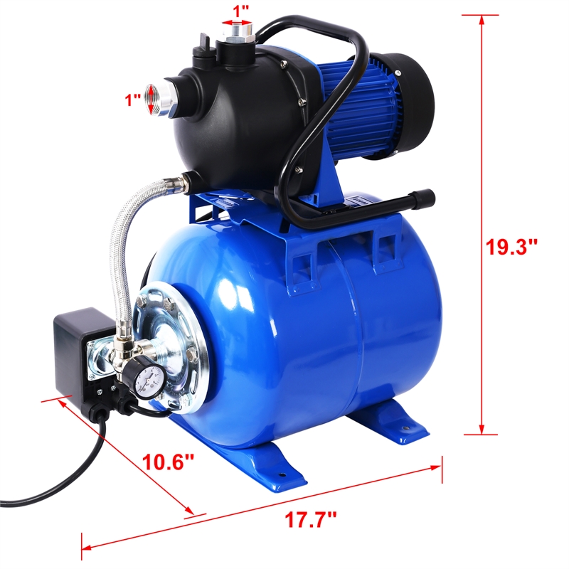 1.6HP Shallow Well Pump with Tank Auto Water Booster for Home  Farm Irrigate