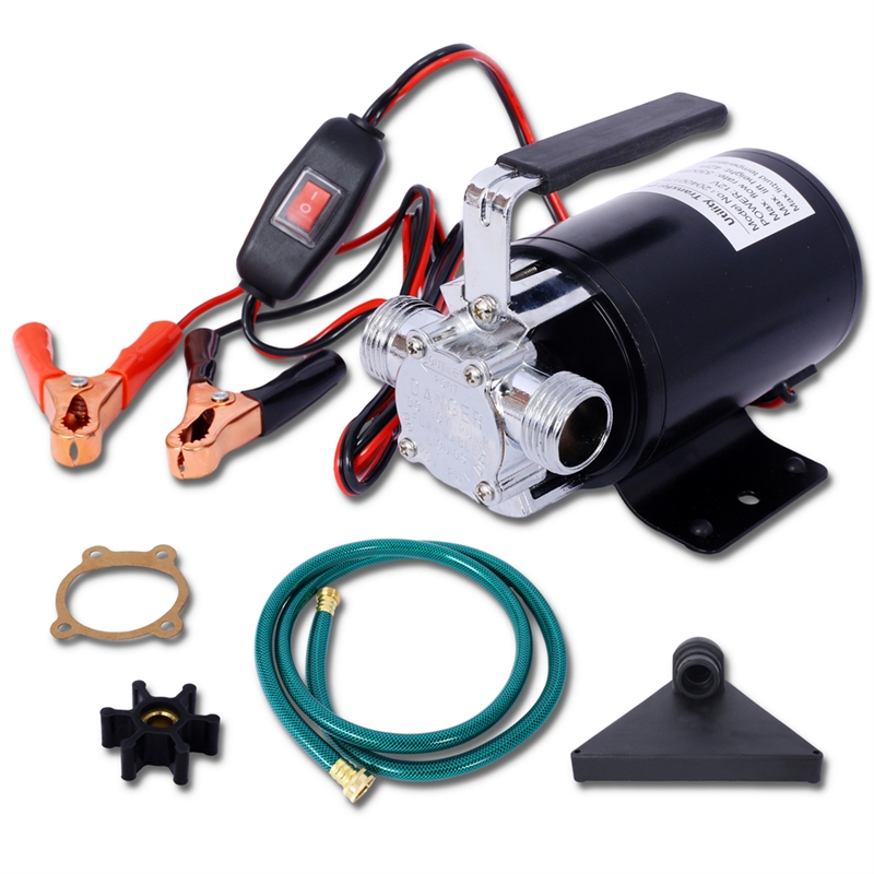 12V Portable Utility Water Transfer Pump 1/10HP 330GPH Battery Hose Kit Use Pump