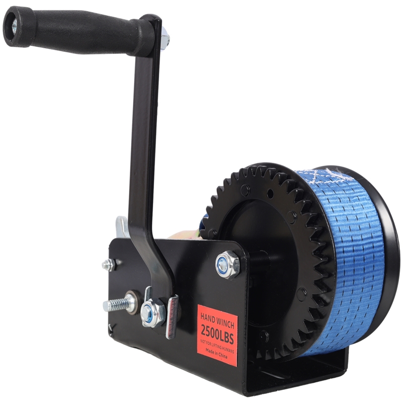 2500 lbs Hand Winch with 32.8 ft Strap Two Way Ratchet for Boat  Trailer/  ATV