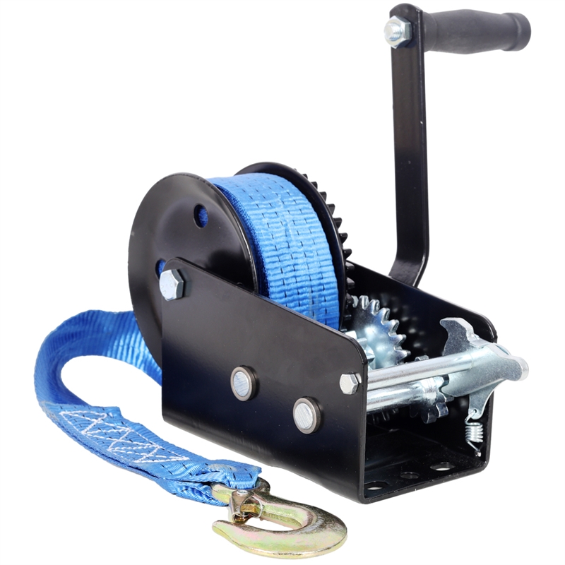 2500 lbs Hand Winch with 32.8 ft Strap Two Way Ratchet for Boat  Trailer/  ATV