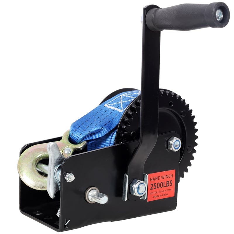 2500 lbs Hand Winch with 32.8 ft Strap Two Way Ratchet for Boat  Trailer/  ATV