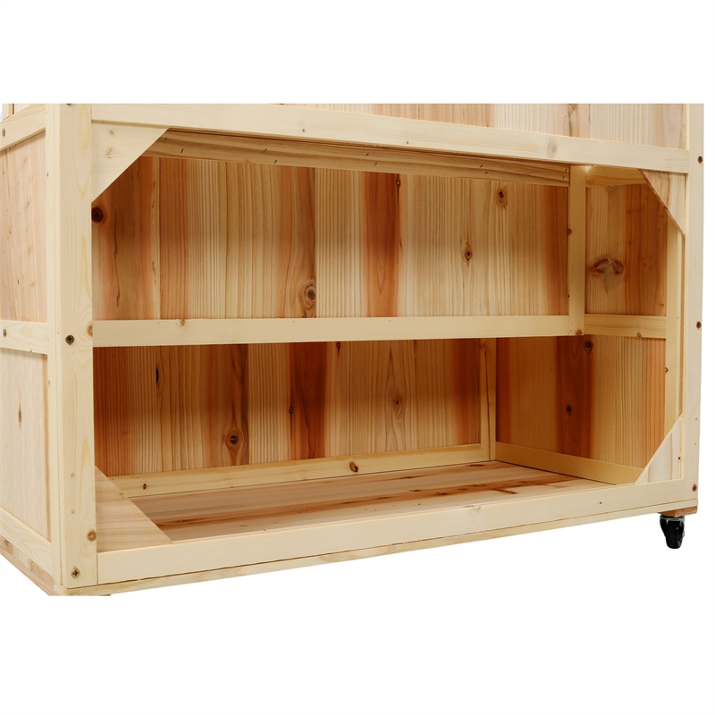 3-Tier Vertical Garden Bed with Trellis Wheels & Storage 53 Natural Finish