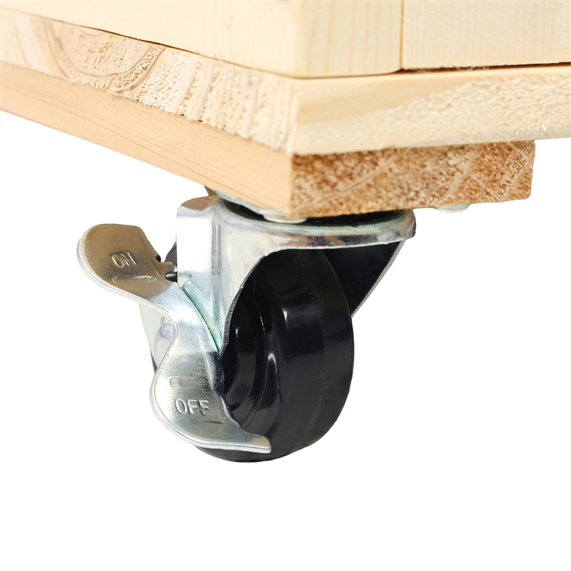 3-Tier Vertical Garden Bed with Trellis Wheels & Storage 53 Natural Finish