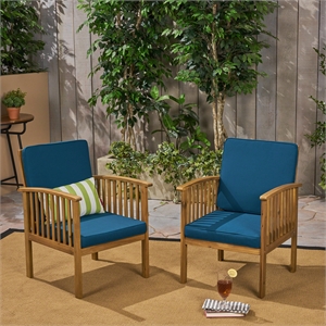 Acacia Wood Outdoor Club Chairs  Set of 2