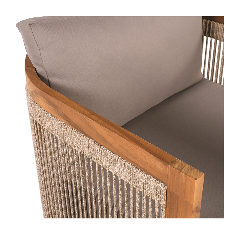 Acacia Wood Outdoor Club Chair with Rope Accents