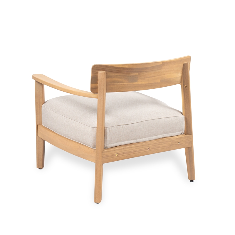 Acacia Wood Outdoor Club Chair with Seat Cushion